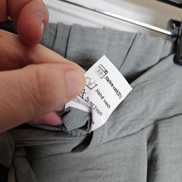 Caracilia Gray High-Waisted Pants Wide‎ Leg Pull On Tie Waist L Beachy Work - Picture 5 of 11